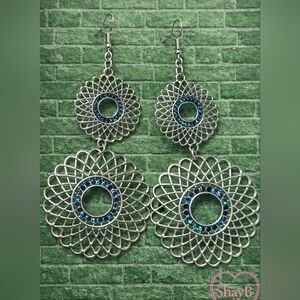 Silver and Blue Dangle Earrings